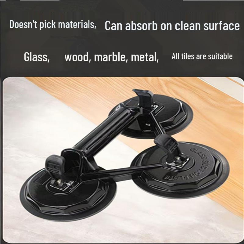 Heavy-Duty Aluminum Alloy Triple-Claw Glass Handling Suction Cup Tool