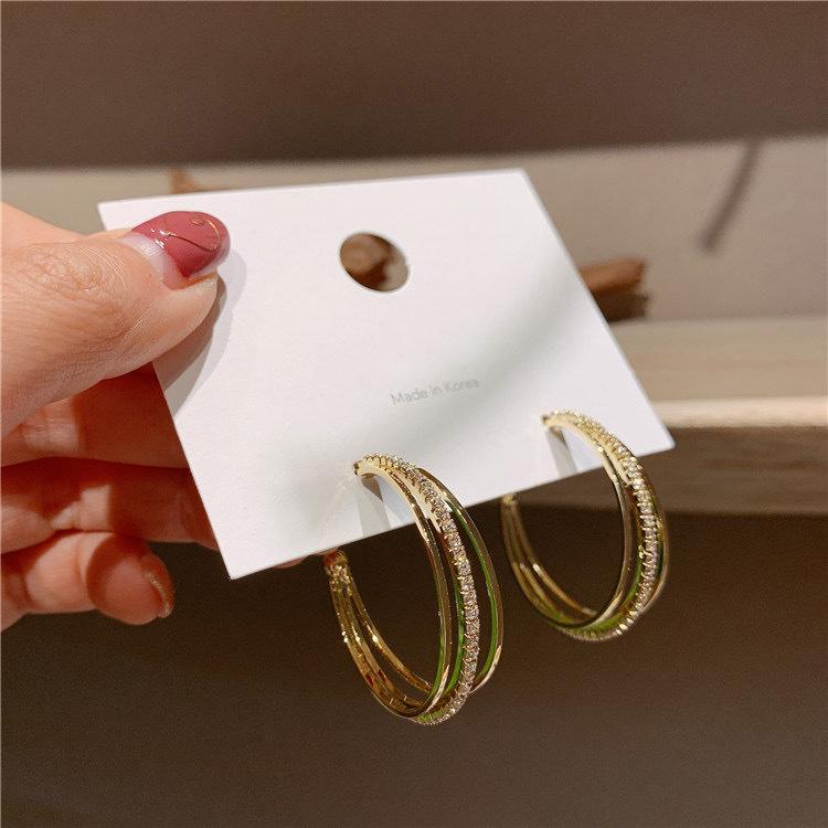 

111 silver needle multi-layer circle earrings temperament earrings light luxury high sense personality exaggerated round earrings золотой