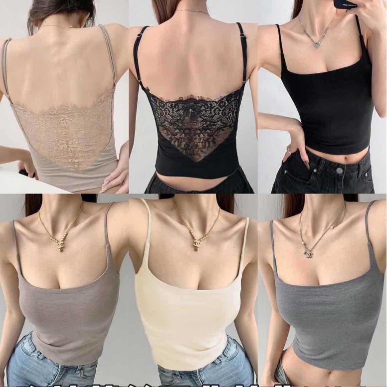 Lace Patchwork Open-Back Camisole - Sexy Slim Fit Vest for Women