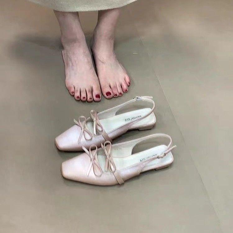 Baotou Sandals Women's Summer New French Stunning Fairy Style Evening Thick Heel Silver Single Shoes Temperament High Heels