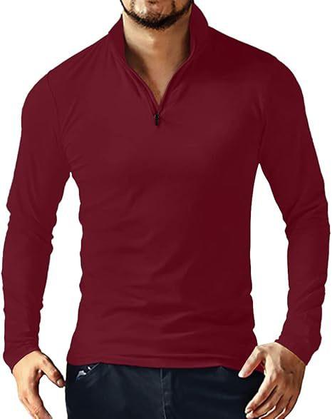 Men S Long Sleeve Polo Shirt Solid Color Casual Fit