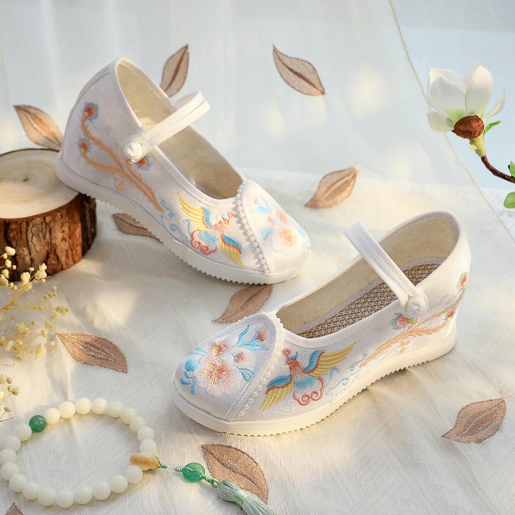 [Luan Feng] 2024 Summer New High-heeled Hanfu Shoes Embroidered Women's Shoes Antique Slope Heel Inner Heightening Hanfu Shoes