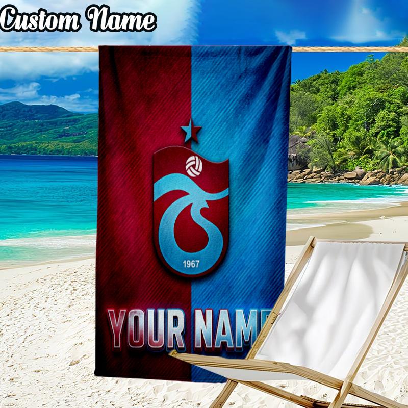 Custom Name Trabzon-spor football Beach Towel - Soft, Ultra-Absorbent Microfiber, Lightweight, Perfect for Beach, Parties, Travel, Camping