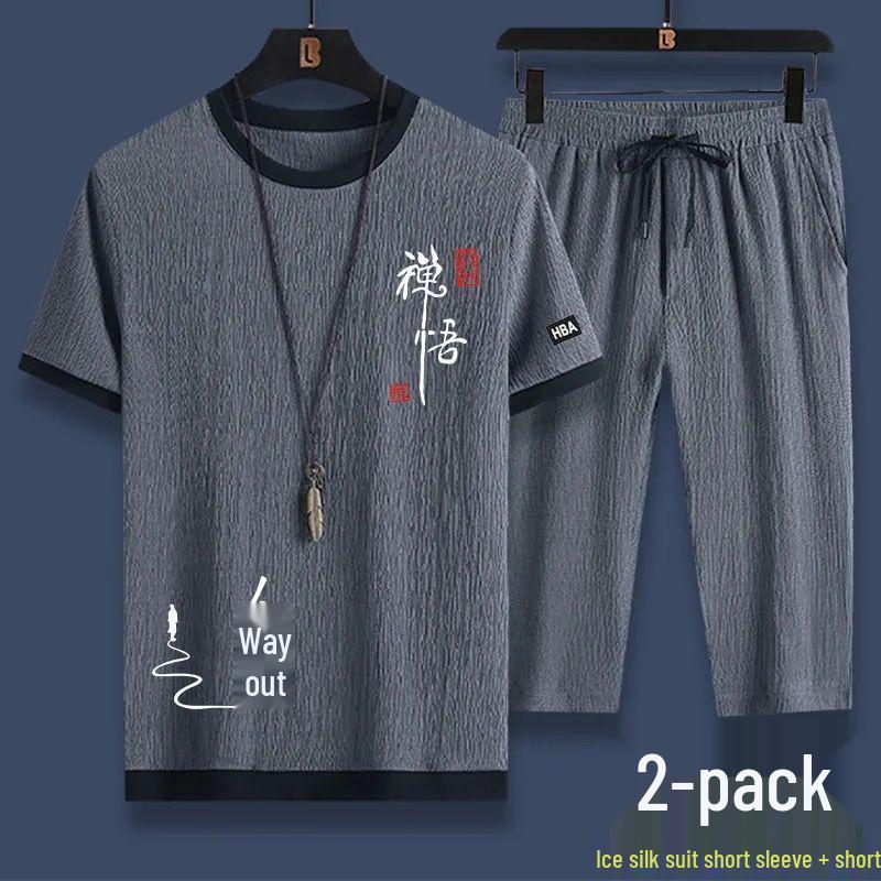 

Мужской летний спортивный комплект: Повседневные шорты и футболка с коротким рукавом 2022 M