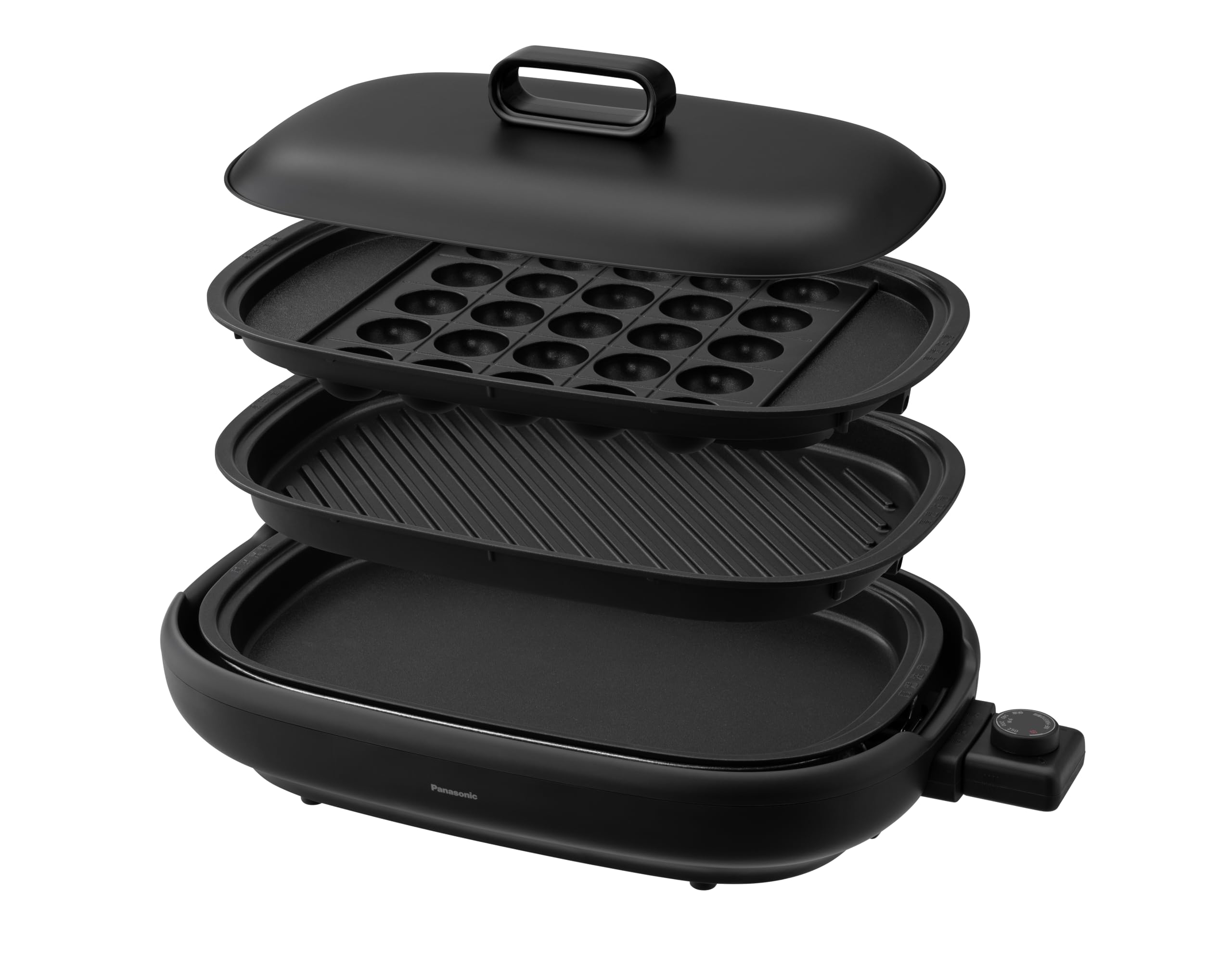 

Panasonic Hot Plate 3 Piece Type Yakiniku Plate Takoyaki Maker Flat Large Black NF-HM310-K