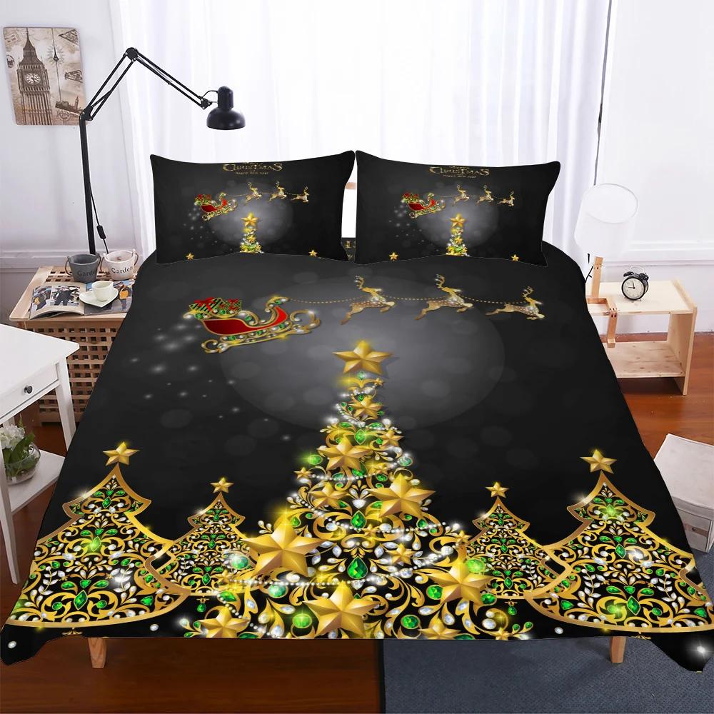 Comforter Deer Christmas Beddings Super Comforter Bedding Sets Reactive Print Cartoon Bed Set 2/3Pcs Bedsets