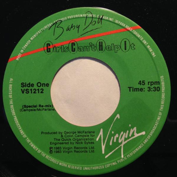 

7inch Record GIRLS CANT HELP IT Baby Doll Special Remix VS1212 Virgin 1983 Canada Pop Used