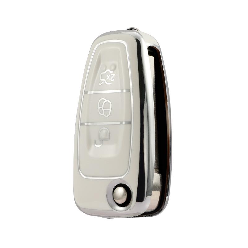 Ford Focus/Kuga/Tourneo Key Case - Foldable Silver Edge Car Protective Shell