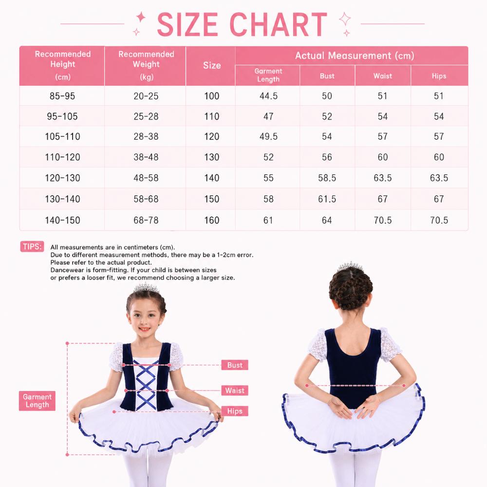 Puff Sleeves Ballet Costume Dress Cross Ribbon Kids Ballet Tutu Skirt  Ballet Performance