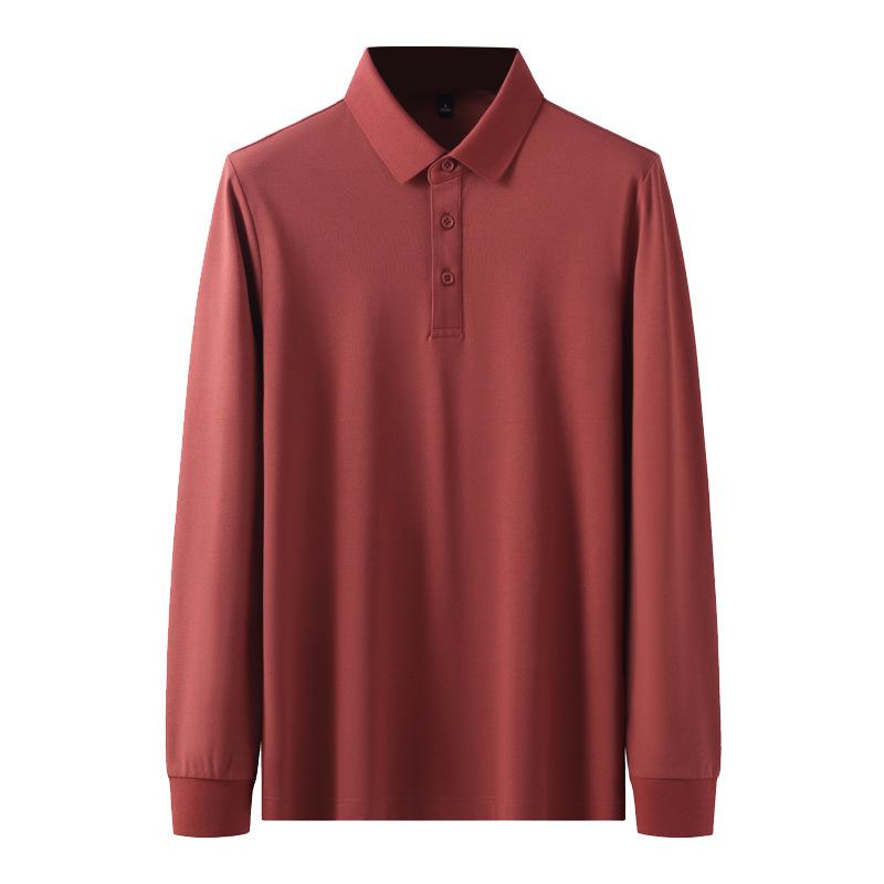 Long Sleeve Polo Shirt Men'S Business Casual Solid Color Autumn And Winter Bottom Shirt T-Shirt Premium Lapel T-Shirt