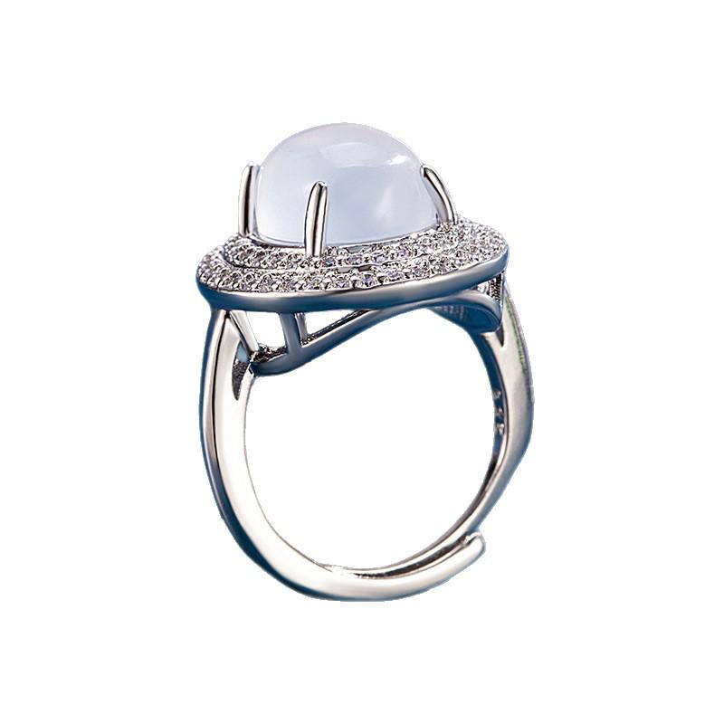 Elegant Chinese-Style Jade-Inspired Open Ring for Women