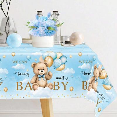 Brown Bear Tablecloth Dining Table Disposable Tablecover 1st Birthday Party Decor Little Bear Themed Baby Shower Party Supplies