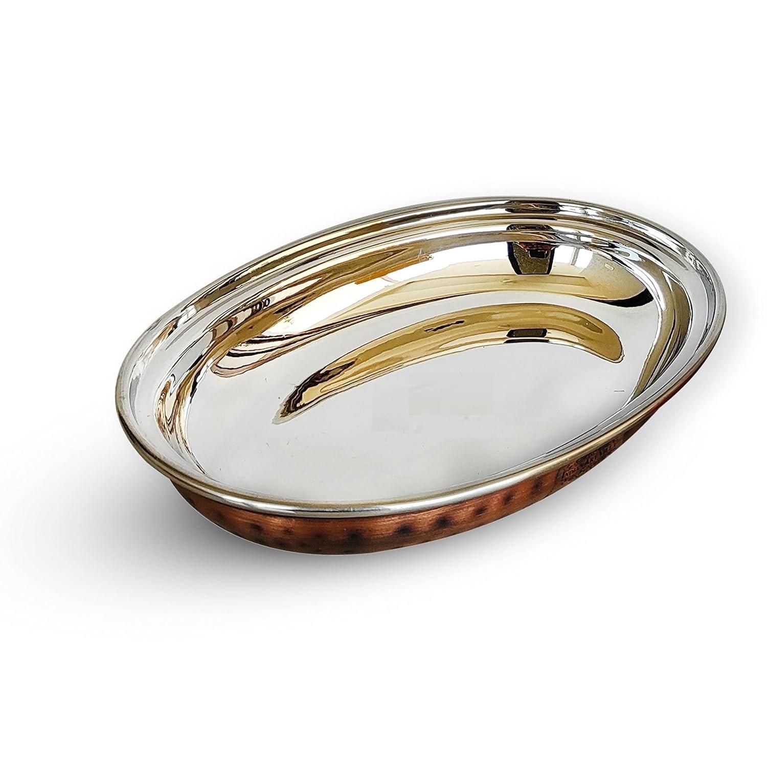 

@ Steel Copper Oval Platter For Serveware & Tableware 368 Gm Zr-9098-60%Off