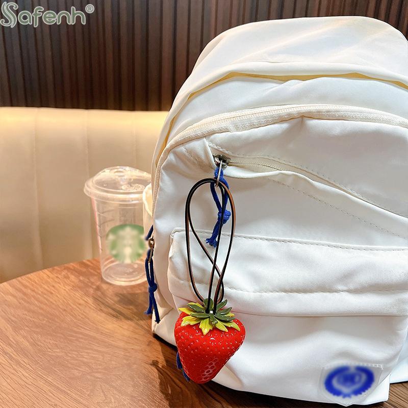 Simulation Resin Strawberry Bag Pendant Unique Fruit Decorative Charms for Couples Handbag Purse Gift