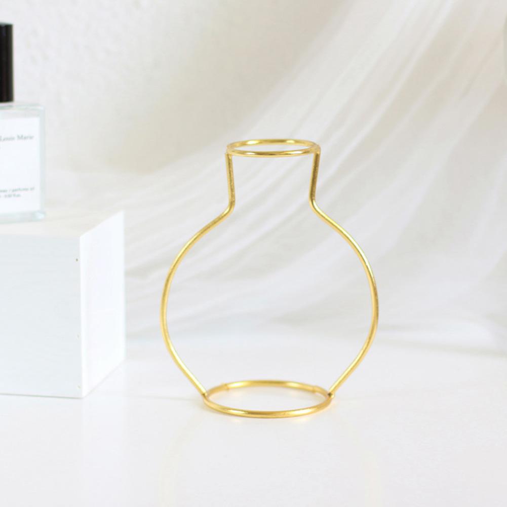 Neue nordische kreative Vase Home Decor Goldene Glasvase Hydrokulturpflanzenhalter Eisenlinie Blumen Ornament Home Gartendekoration