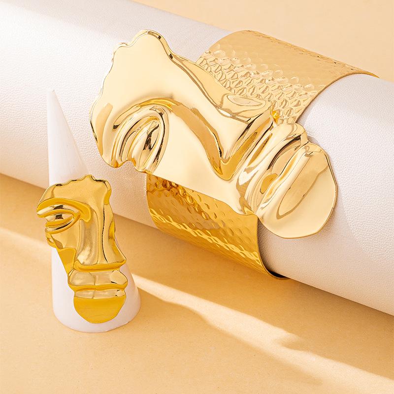 Ensemble Bracelet & Bague Portrait Visage Femme Élégant Haut de Gamme