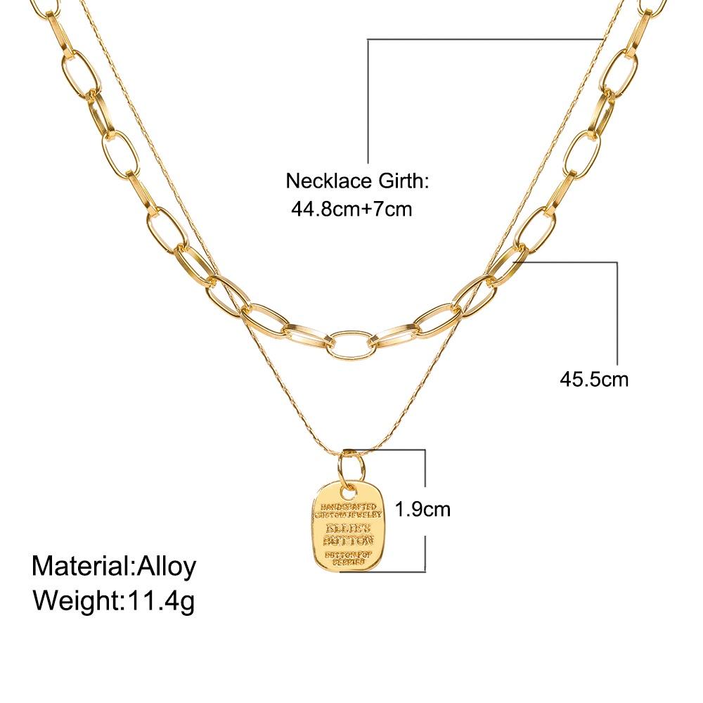 iF ME Personalized Square Letter Pendant Necklace Fashion Multilayer Gold Silver Chain Necklaces Women Jewelry Accessories Gift