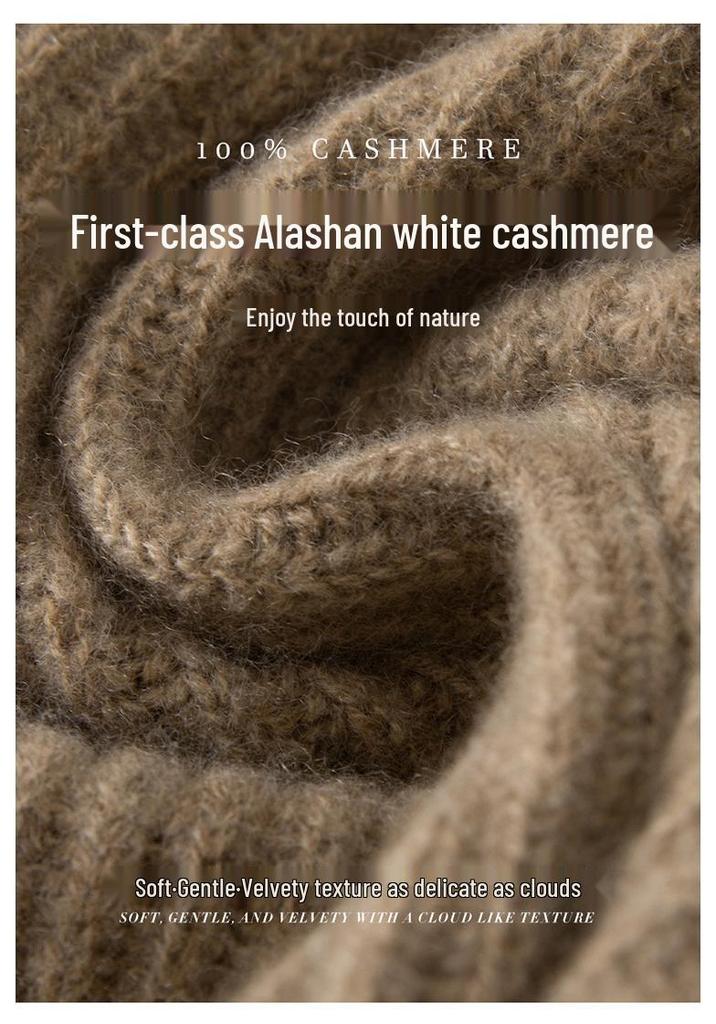 Women's 100% Pure Cashmere Knit Hat with Drawstring Neck Protection - Warm for Autumn and Winter