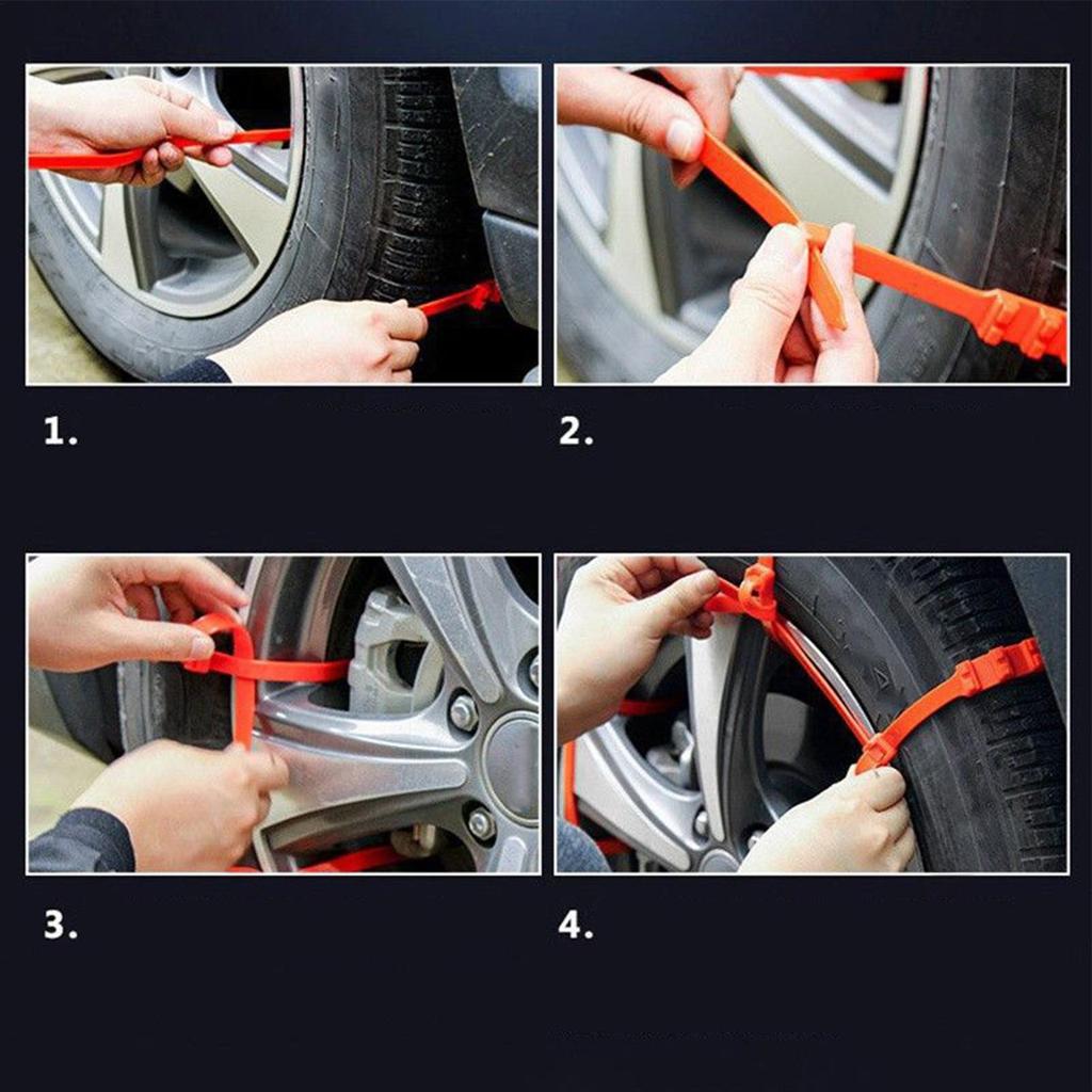 Zip Tie Snow Chains 40 Pieces Anti-Slip Adjustable Snow Chains Winter Traction Tire Belt for Winter Ice Muddy Roads Vehicles
