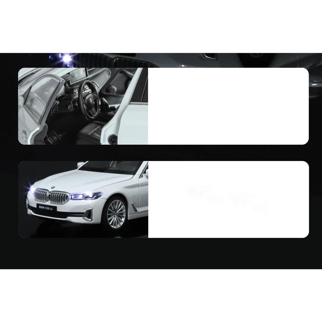1/24 BMW 5 Series 530i 530LI Alloy Luxy Car Model Diecast Metal Vehicles Car Model High Simulation Sound and Light Kids Toy Gift