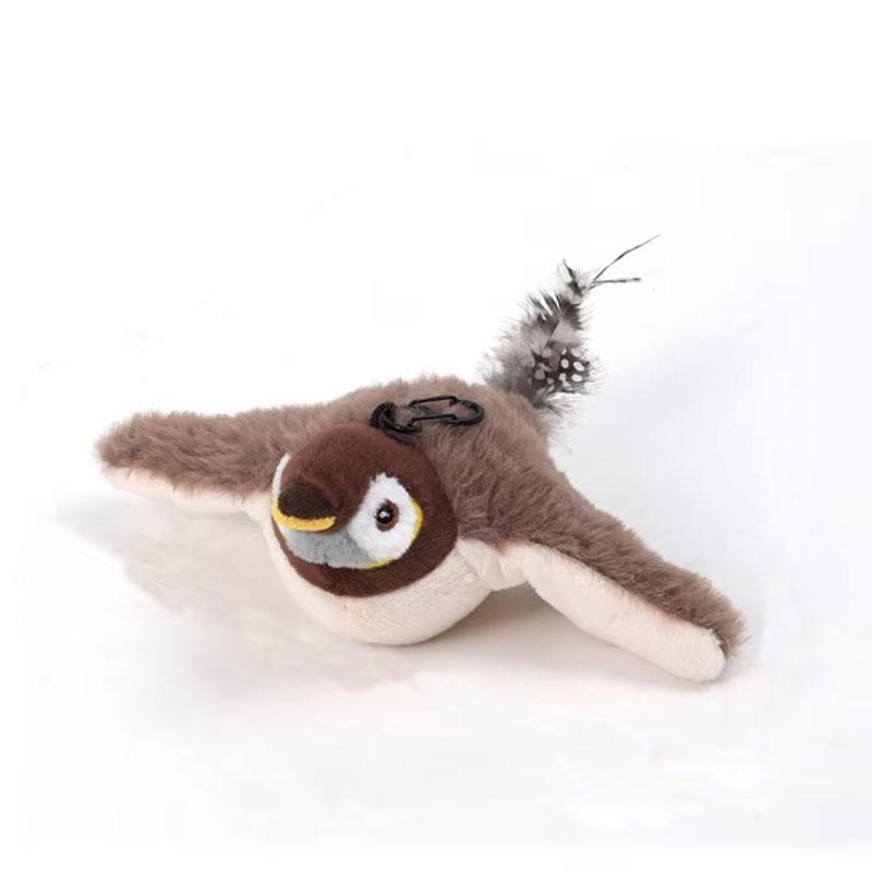 Interaktives Katzenspielzeug, wiederaufladbarer fliegender Vogel, Katzenspielzeug, zwitschernder, flatternder Vogel(kein Fliegen) Kann durch Berührung aktiviertes Plüschspielzeug mit Katzenminze hinzufügen