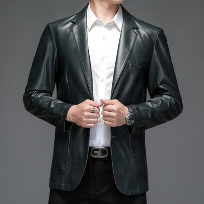 Spring and Autumn Genuine Leather Suit Men's Suit Sheepskin Slim Fit Leather Jacket Short Leather Suit Coat