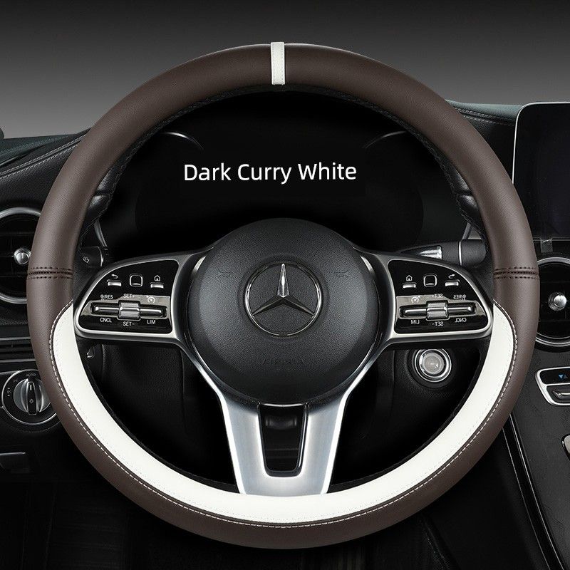 New Car Steering Wheel Cover All Year Round Neutral Fashion Color Contrast Non Slip Abrasion Resistant Napa Leather Car Steering Wheel Cover