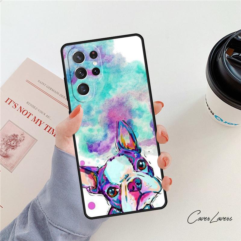 Boston Terrier Dog phone case For Samsung Galaxy S24 S25 S23 S22 Ultra Note 10 20 Plus S20 S21 FE Cover