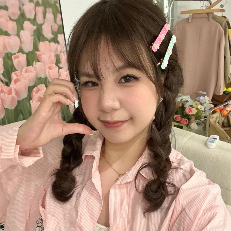 2Pcs Pastoral Style Acrylic Flower Hair Clip For Women Girls Sweet Versatile Bangs Hair Clip  Side Clip Hair Accessories