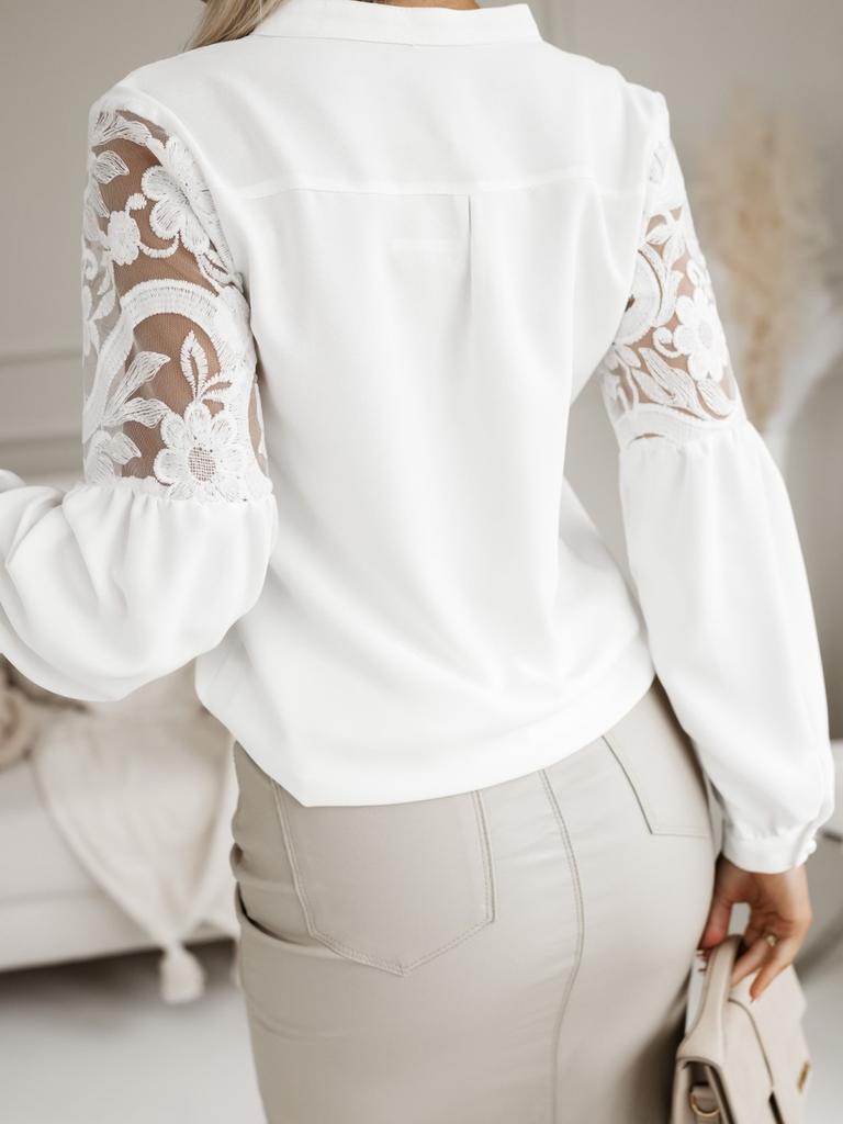 Autumn Winter New Women's Solid Lace Patchwork Blouse Shirt for Women
