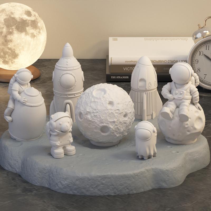 3D Weltraum-Astronaut Silikon-Kerzenformen Weich Leicht zu entformen Handgefertigt Luft- und Raumfahrt-Thema Gipsbasteln Harz Zementform
