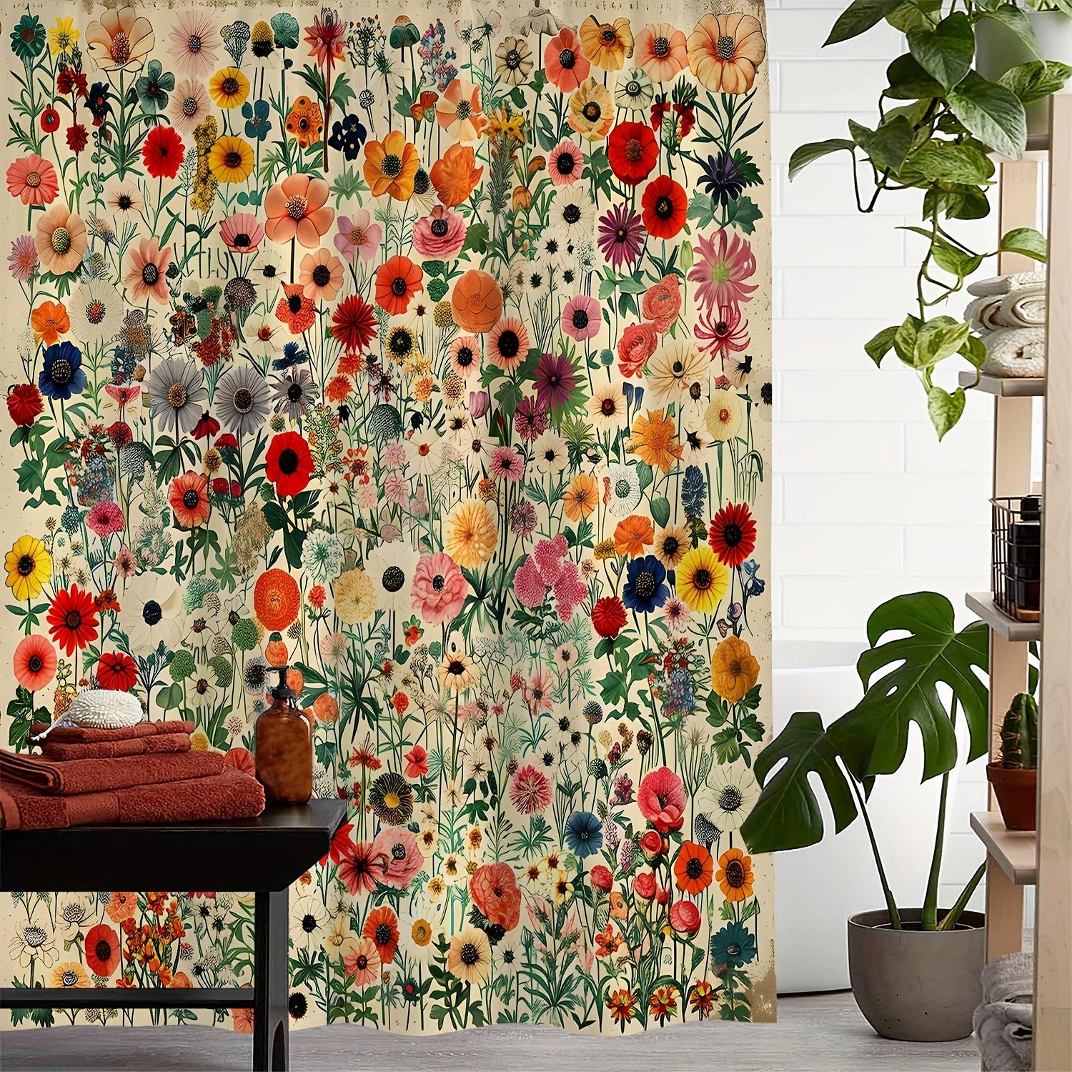 

Elegant Multicolor Floral Design Waterproof Shower Curtain – Perfect For Bringing Vibrancy And Nature-Inspired Charm W60H190(CM)-1 Pcs