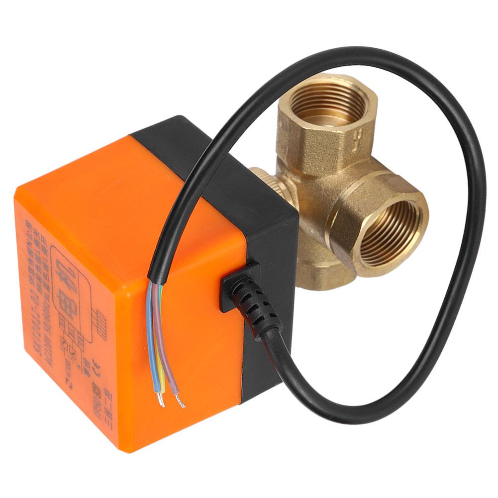 Motorized Ball Valve L Shape Orange Brass Electric Valves 3‑Wire 2‑Control 1.6MPa 6W AC220V G3 4 pouces