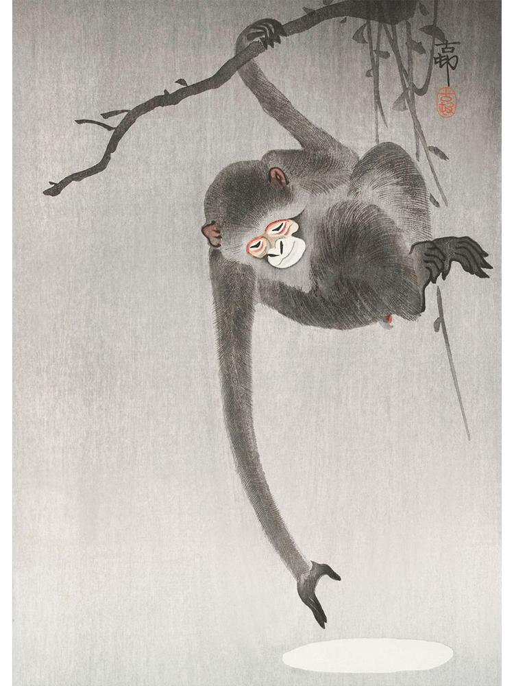 Japan Artist Ohara Koson Classic Artwork Poster Canvas Painting Monkey Goose Flower Birds Wall Art For Living Room Home Decor