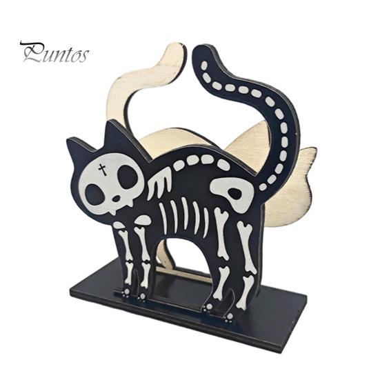 Halloween Kitchen Decor Wooden Napkin Holder, Skeleton Black Cat Gnome Tissue Storage Rack, Cute Counter Accessories Cartoon Tabletop Decorative