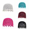 Round Beads Crochet Hollow Tassels Knitted Hat Hollow Out Ethnic Style Hat Knit Beanies  Girls