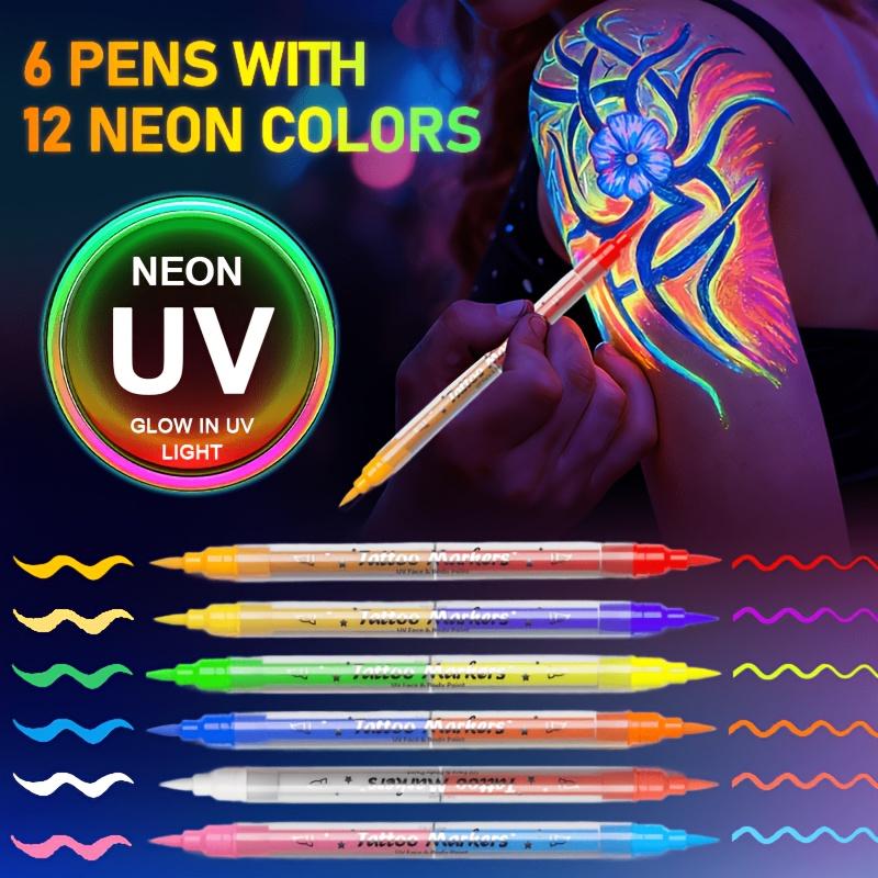 6/10-Pack 12/20 Color Glow-in-the-Dark Markers Set, Creative Light-Up - Graffiti Painting Sticks, Perfect for Stage, Halloween, Carnival