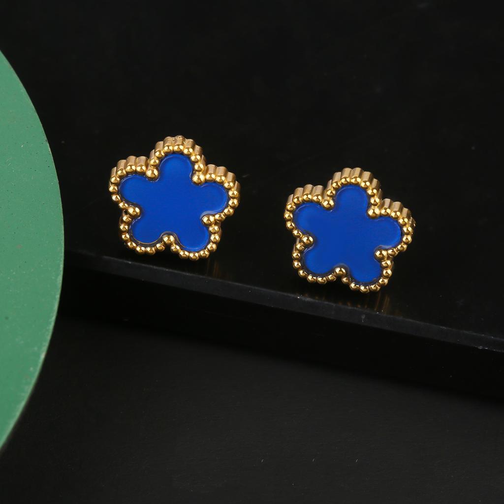 INS Nerezová ocel Pětilistá květina Čtyřlístek Náramek Šperky Sada Náhrdelník Náušnice Pro ženu Denní nošení Šperky