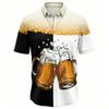 Herren Sommer Color Blocking Bierdruck Hemd Hawaiianischer Strandurlaub Kleidung Männliche Mode Street Style Hemd Tägliches Herren- und Damenhemd
