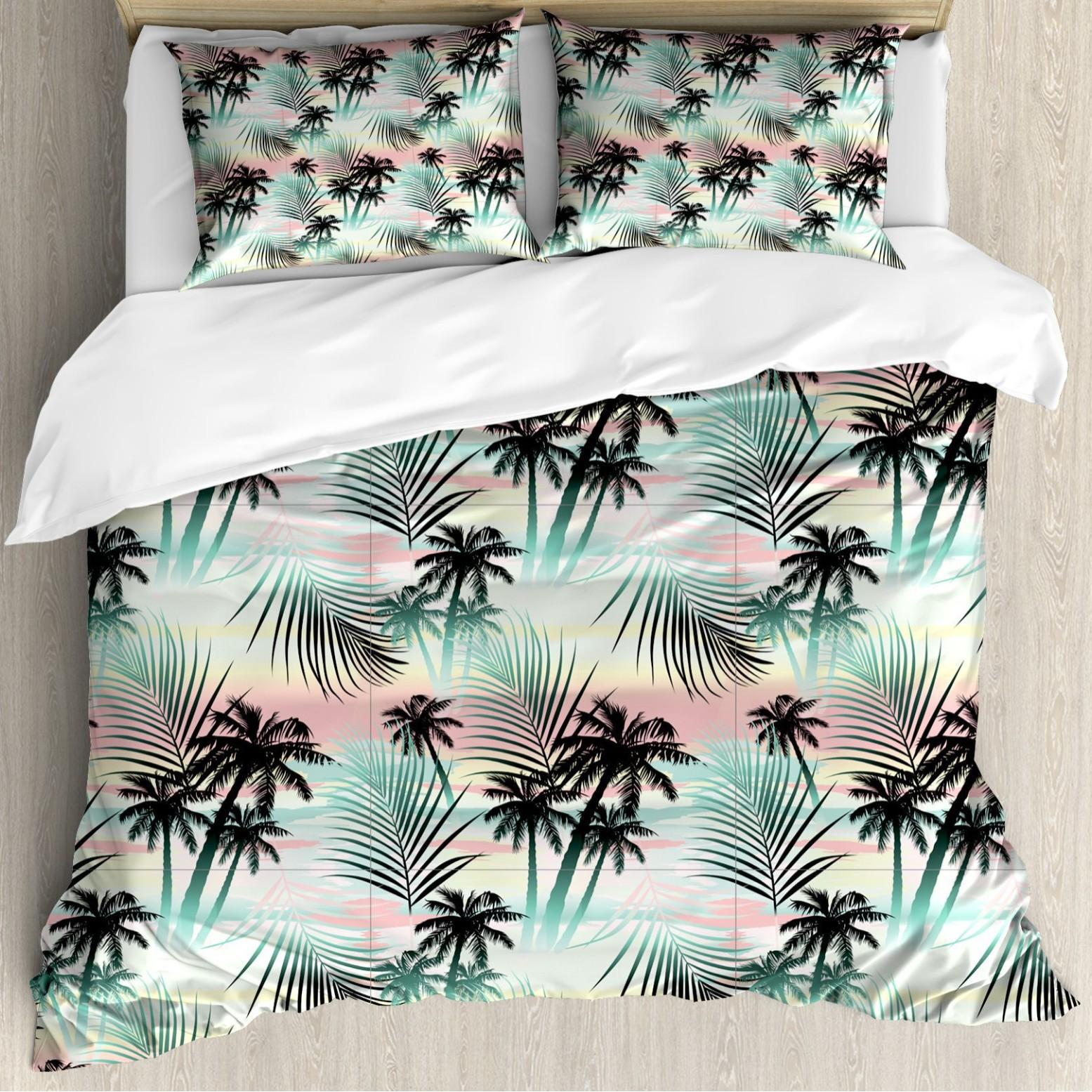 

Пододеяльник с листьями пальмы Монстера Листья банана Чехлы для одеяла Гавайский тропический постельный комплект Зеленые листья Ветви Покрывало (135x200cm)