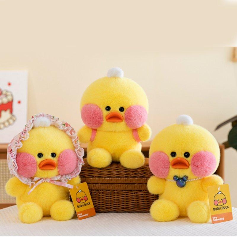Plush Yellow Dududuck Toys Doll Hat Necklace Backpack Decoration Ornaments Room