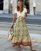 2024 Summer Women's European & American Loose Patchwork Print Maxi Skirt