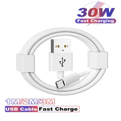 USB A To Type C Cable Mobile Phone 30W For Samsung Galayx S10 Htc Xiaomi Android 2A Fast Charging Charger Cable 1M 2M 3M