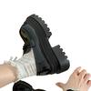 French Black Platform Heightening Loafers Women's 2025 Spring New Versatile One-pedal College Style Small Leather Shoes