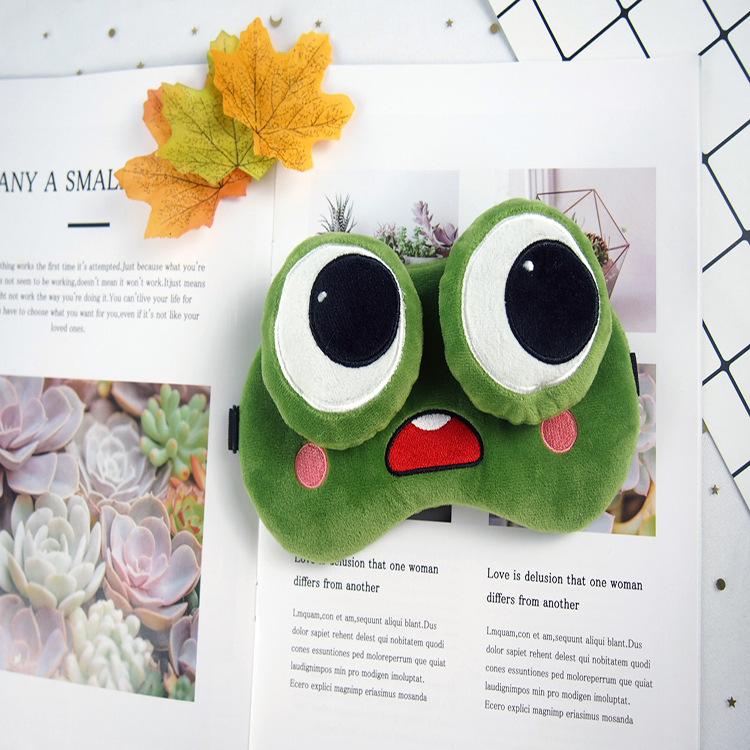 Sam Accessories Plush Frog Eye Mask - Breathable Light-Blocking Sleep Protection with Big Eyes Design.