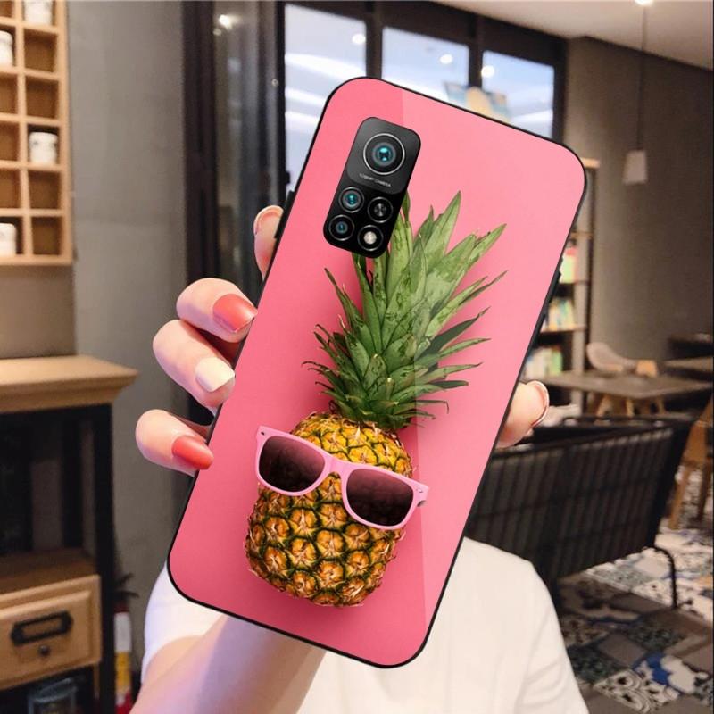 Etui na telefon Summer Beach Fruit Pineapple do Xiaomi 12 11T 10 9 Redmi Note 11 10 10S Pro Redmi 9 9A 8 czarne szkło PC