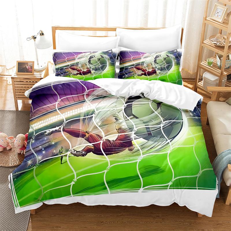 Football Bedding Set Boys Duvet Cover Ball-game Star Quilt Cover Room Gorgeous Competitive Sports Bedding Queen Duvet Cover Set