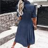 Robe décontractée en jean à manches courtes et boutonnage simple pour femme