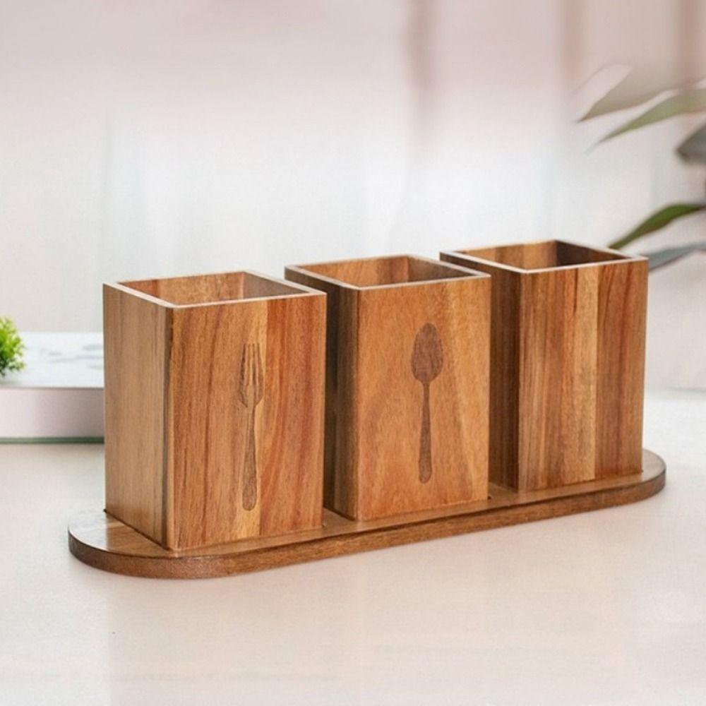 Large Capacity 3 Compartment Cutlery Holder Space Saving Flatware Organizer  Makeup Brush