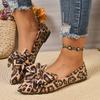 Women Flats Leopard Print Flat Shoes for Women Shallow Slip-On Bow Loafers Comfortable Outdoor Sneakers Women Zapatos De Mujer